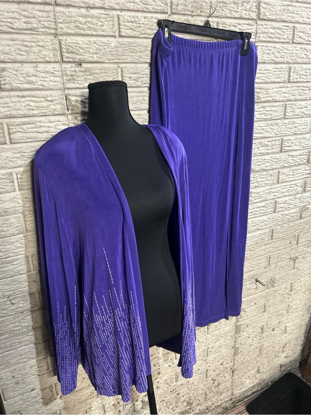 Vintage Purple Women's Two-Piece Skirt Set - Elegant Open Cardigan & Long Skirt